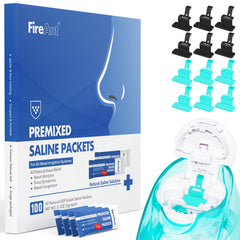 FireAnt saline packets 100 count for convenient nasal rinse.