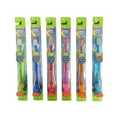 Firefly light-up timer toothbrush for kids with suction cup, 12-count pack in assorted colors (2 red, 2 blue, 2 green, 2 pink, 2 baby blue).