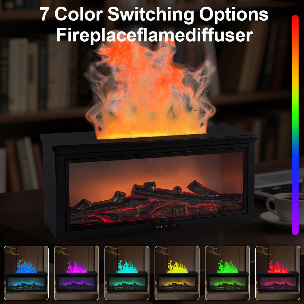 Diffuser with remote control and auto-off timer on a desk