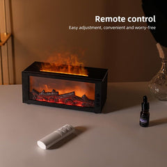 In-room ambience with warm flame and mist