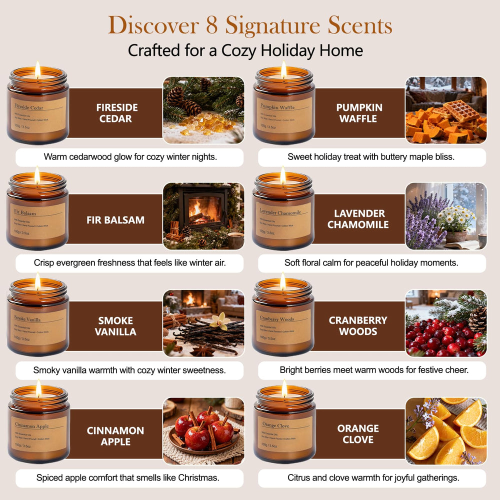 Fireside Cedar scented candle in amber jar