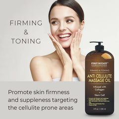 Application of First Botany Anti-Cellulite Massage Oil being massaged into skin