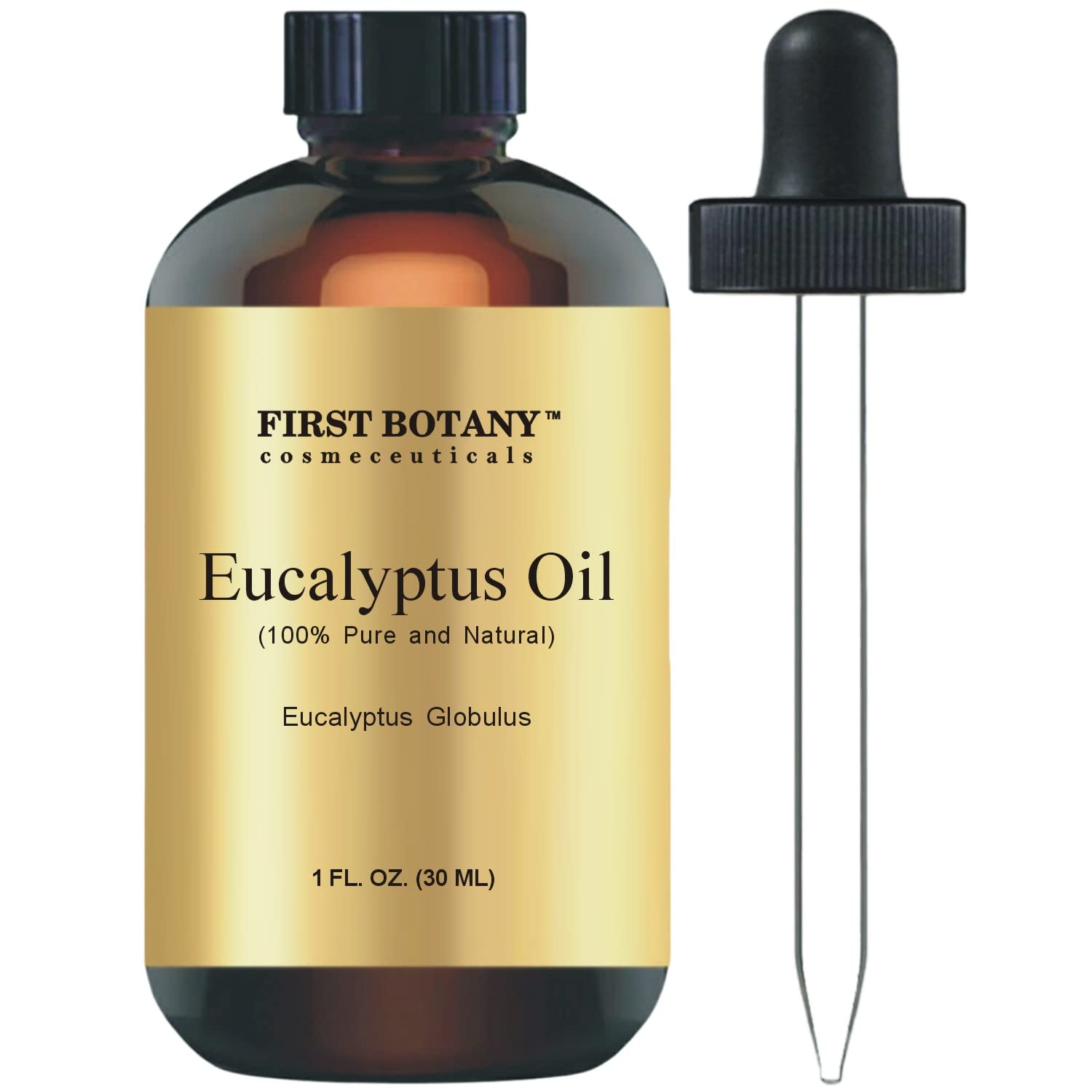 First Botany 1 oz pure eucalyptus oil in amber glass bottle