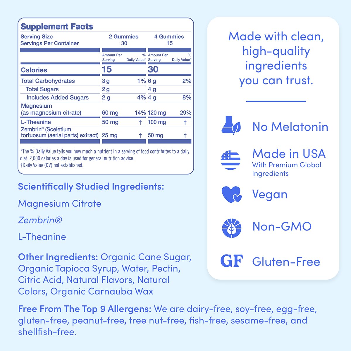 Vegan, dairy-free, gluten-free allergen-free badges on packaging