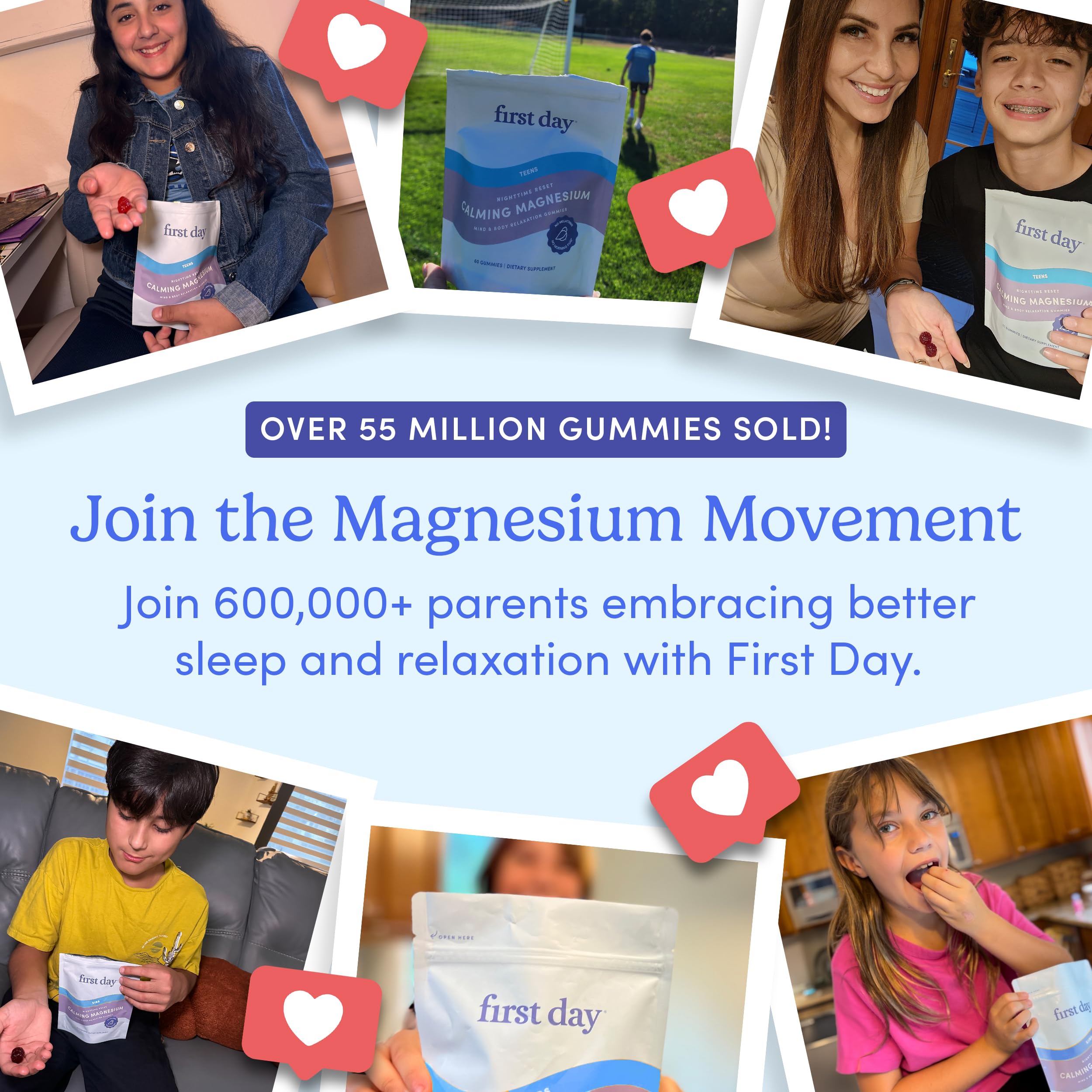 First Day Teens’ Nighttime Reset ingredient glance highlights chelated magnesium benefits.