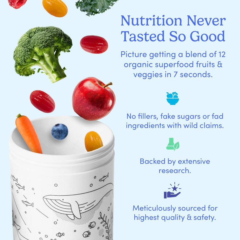 Gummy vitamins featuring organic apples and blueberries