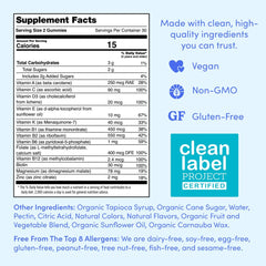 Close-up of kale and spinach ingredients in the multivitamin gummies