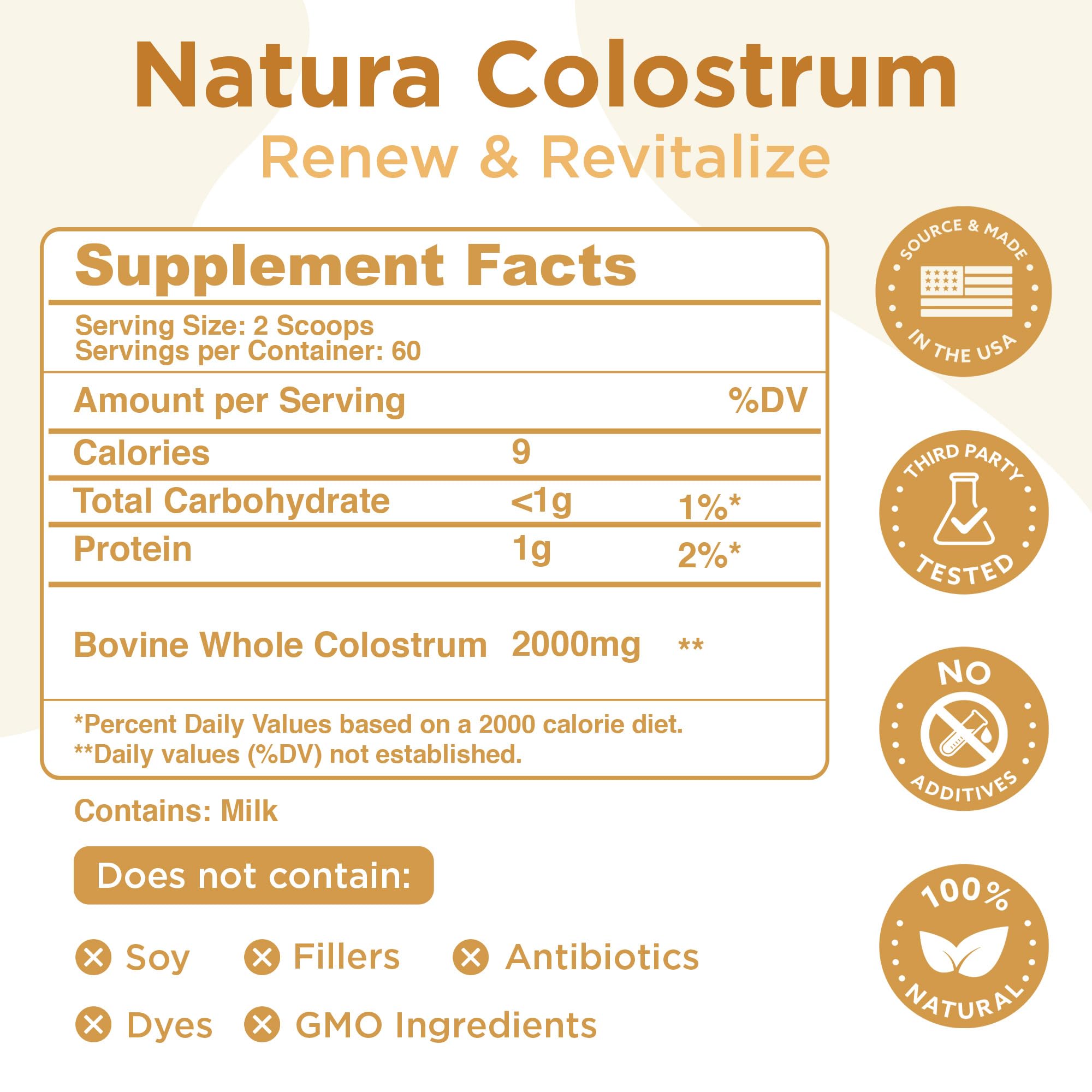 Scoop of first-milking colostrum powder