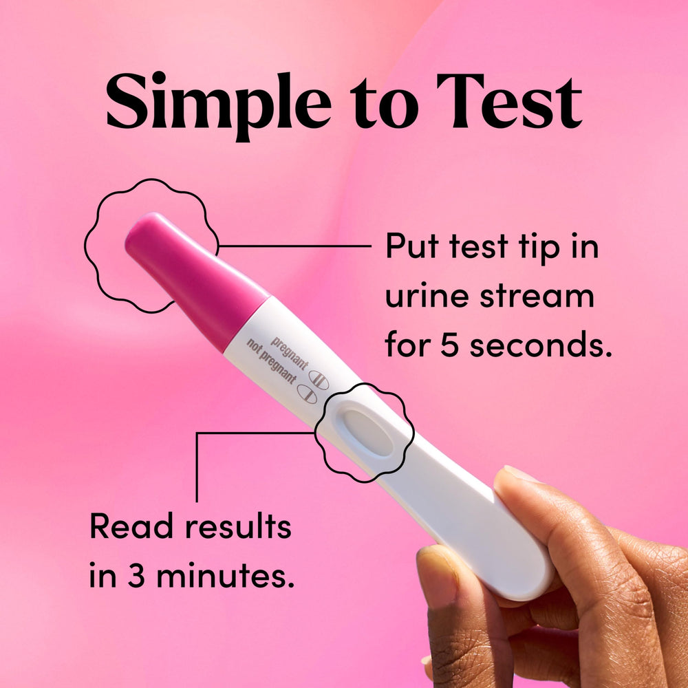 Results window showing two lines for pregnant on FIRST RESPONSE test