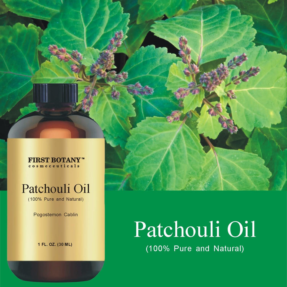 First Botany Patchouli Oil label on 1 oz bottle