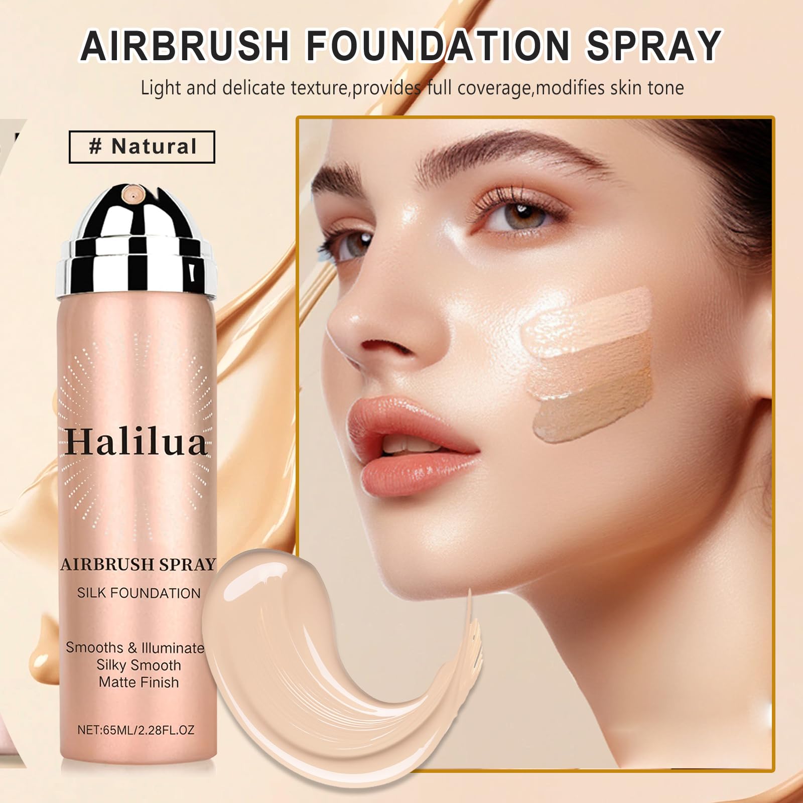 Firstfly foundation brush used with the spray for even, natural finish.