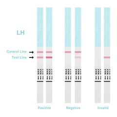 In-use close-up of test strip being applied to urine