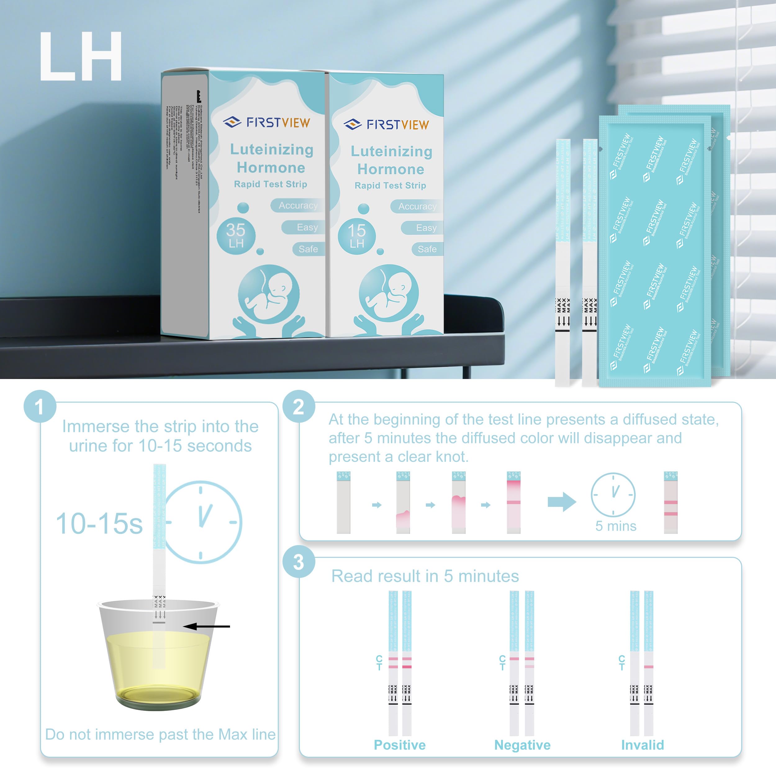 Examples of positive and negative results on test strips