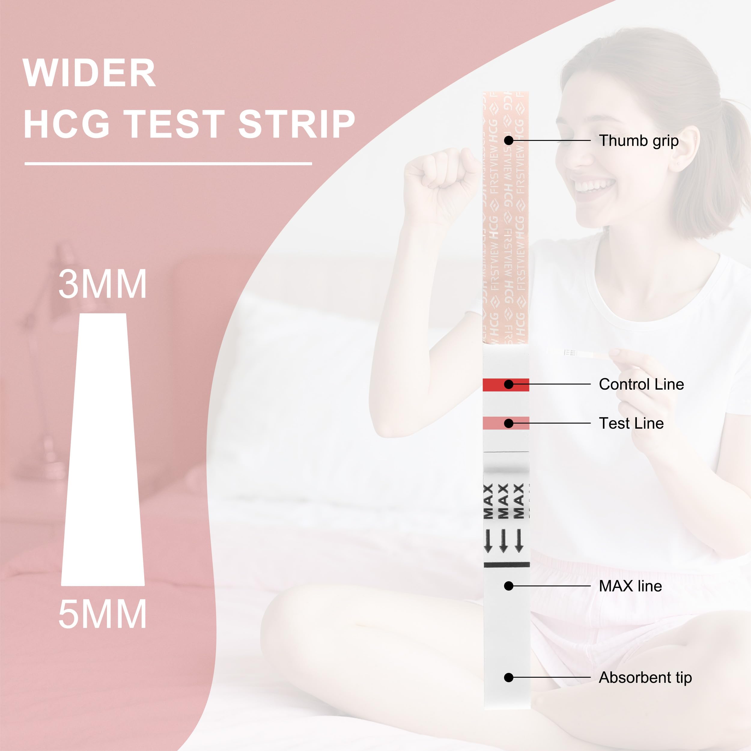 Close-up of test strip showing HCG indicator