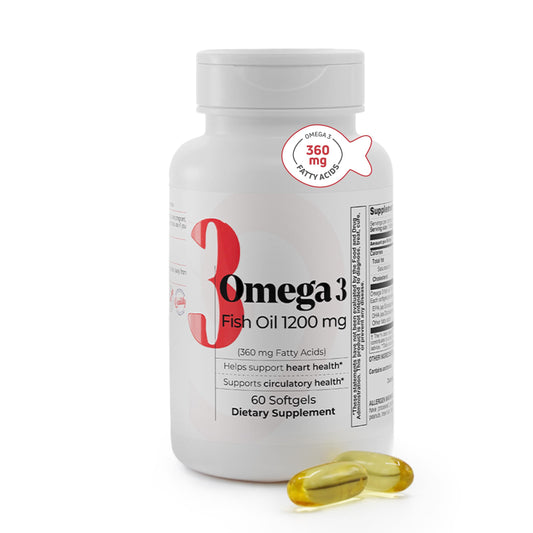 Fish Oil 1200 mg bottle with 360 mg Omega-3 per serving