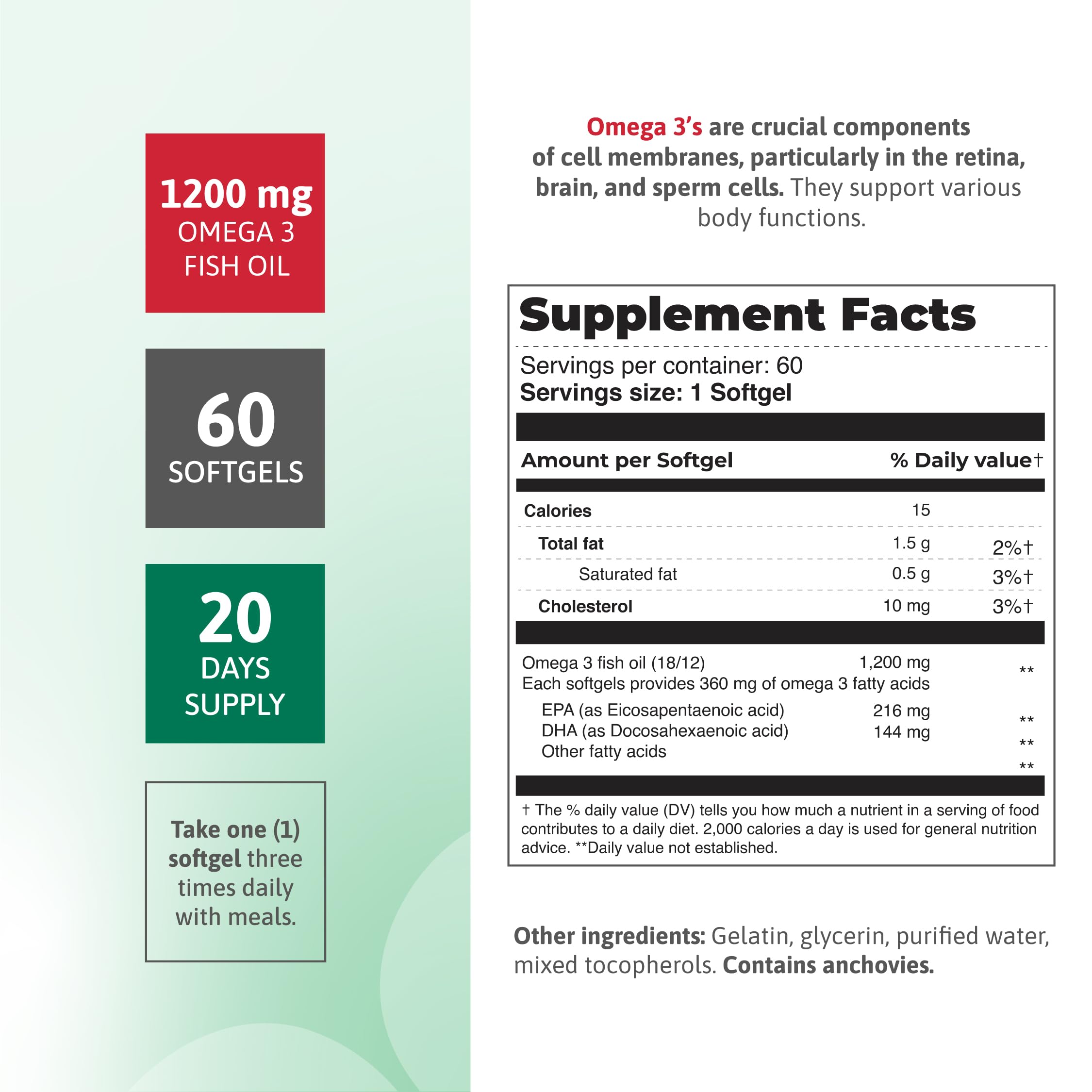 Nutritional label showing EPA and DHA