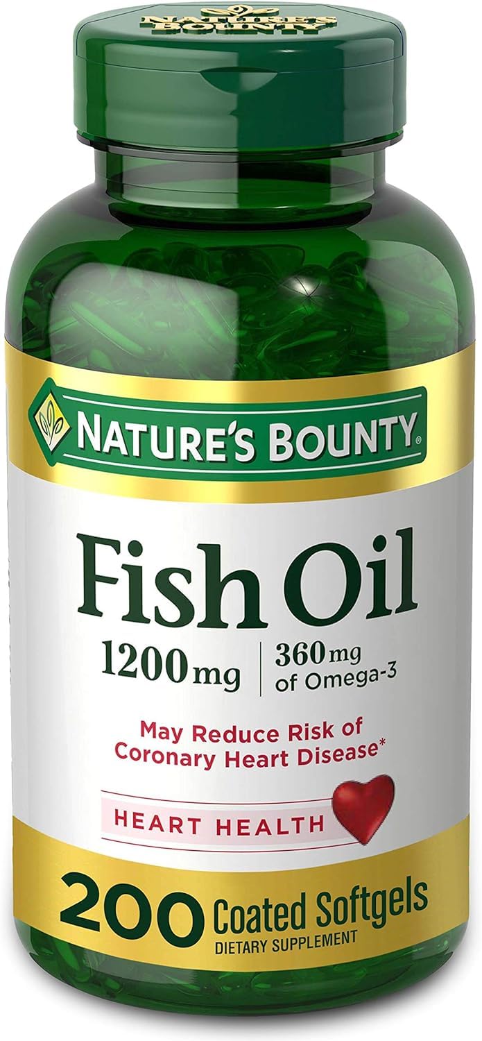 Nature's Bounty Fish Oil Softgels 1200 mg, 200 rapid-release, omega-3 for heart health