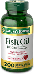 Nature's Bounty Fish Oil Softgels 1200 mg, 200 rapid-release, omega-3 for heart health