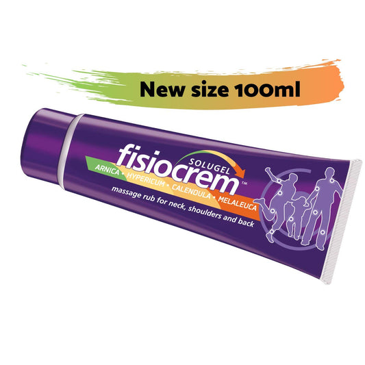 Bottle of Fisiocrem Solugel for neck, shoulders and back