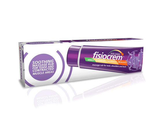 Applying Fisiocrem Solugel to tense neck and shoulders