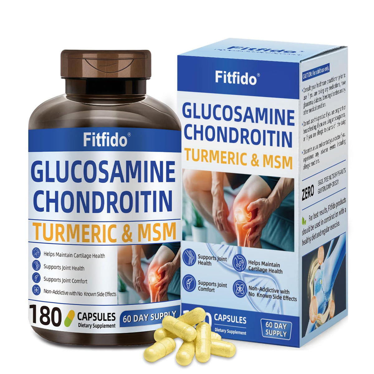 Fitfido Glucosamine Chondroitin MSM Turmeric bottle label