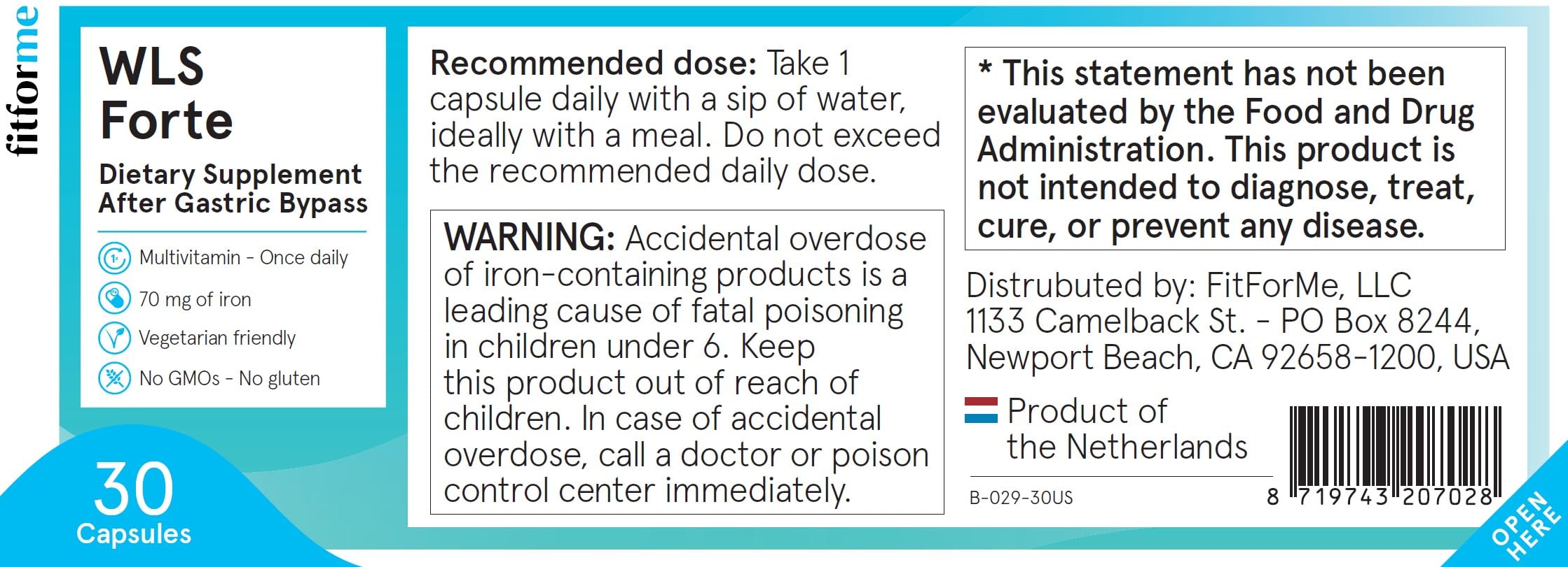Label emphasizing gastric bypass nutrition on packaging