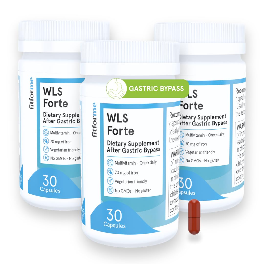 Front view of FitForMe Bariatric Multivitamins with Iron WLS Forte bottle