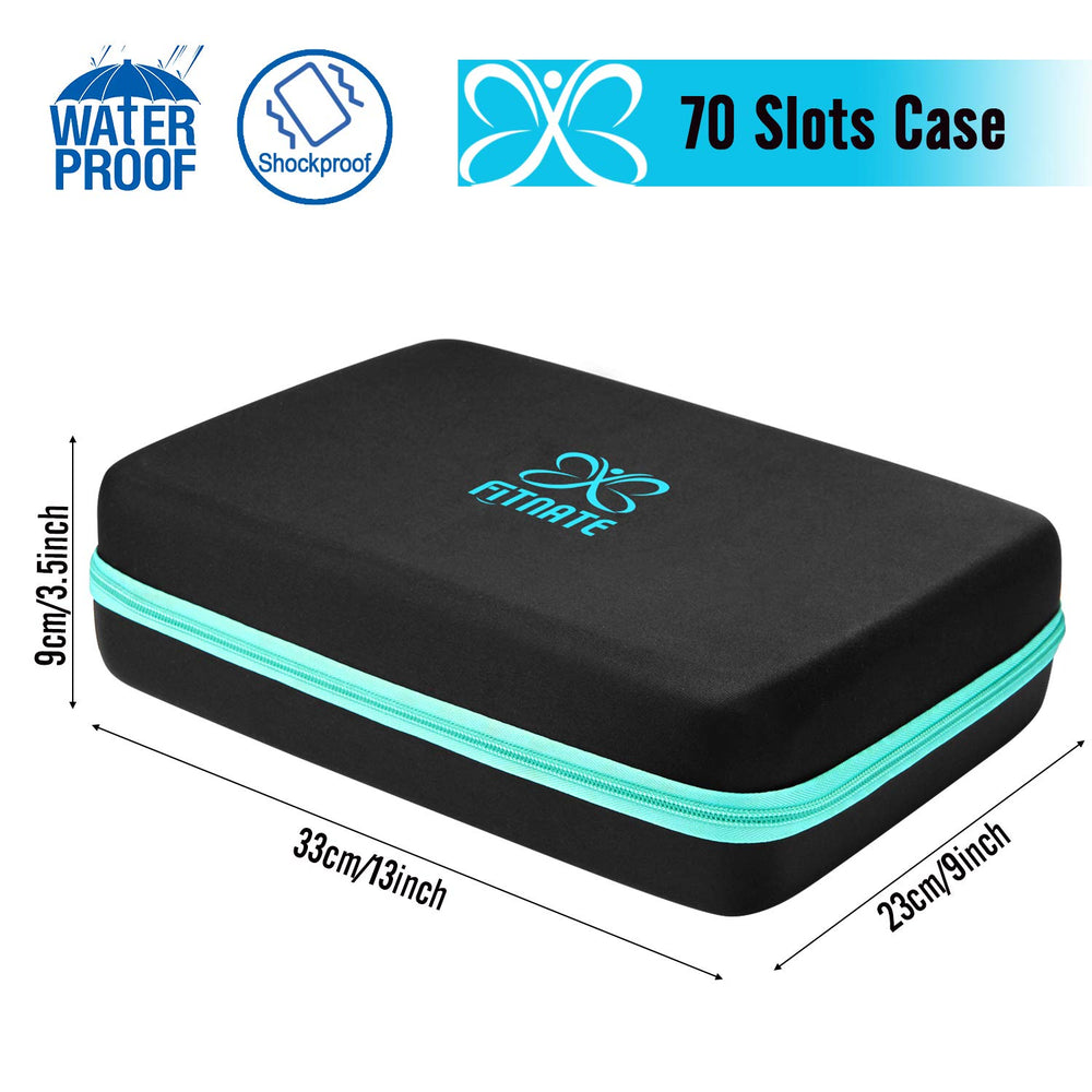Blue essential oils case with zipper - side angle