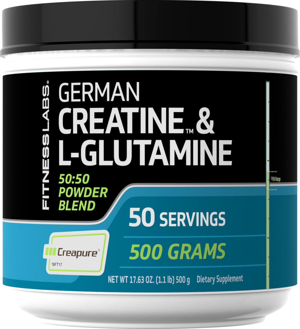 Fitness Labs Creatine and L-Glutamine bottle labeled 1.1 lbs