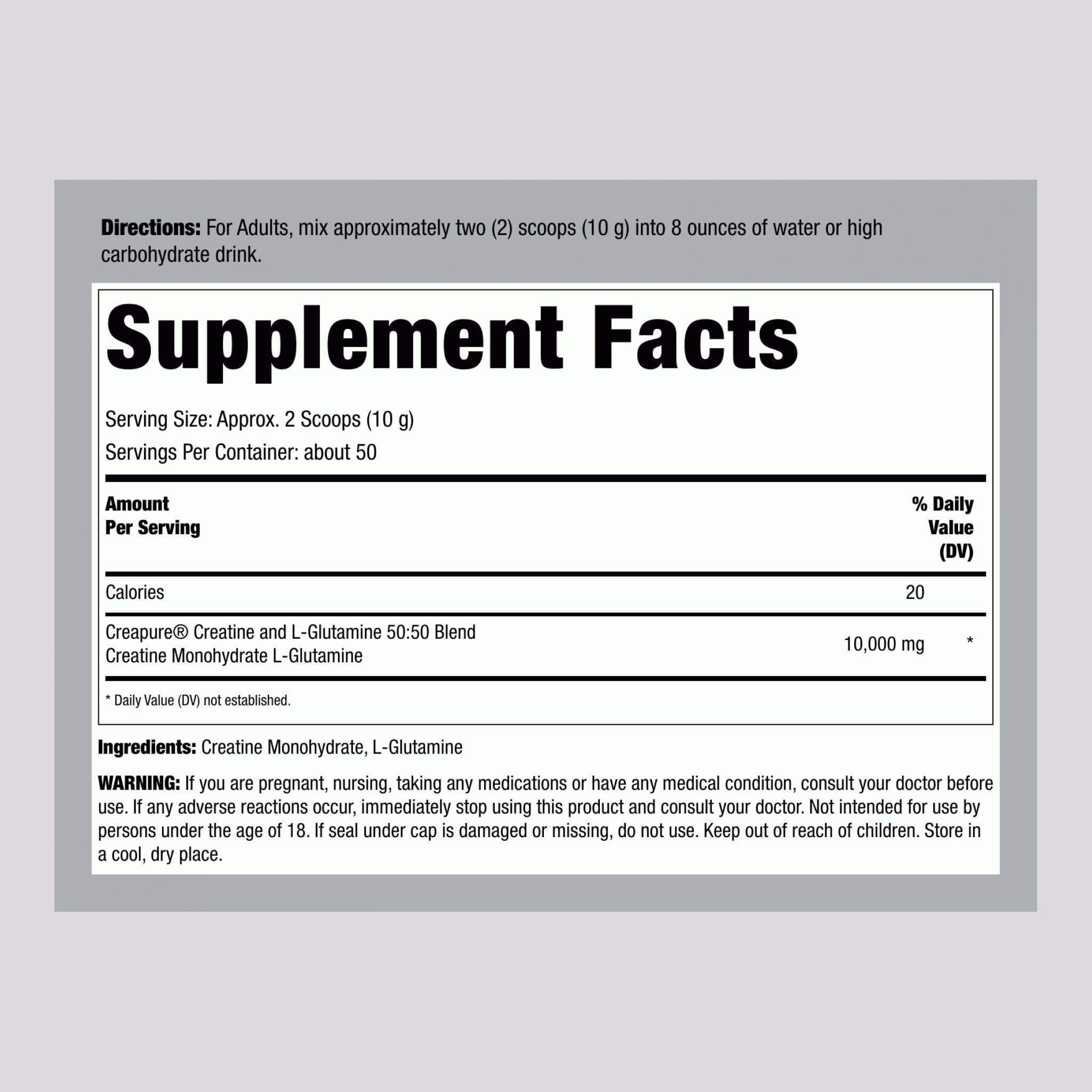 Fitness Labs Creatine and L-Glutamine powder jar with label