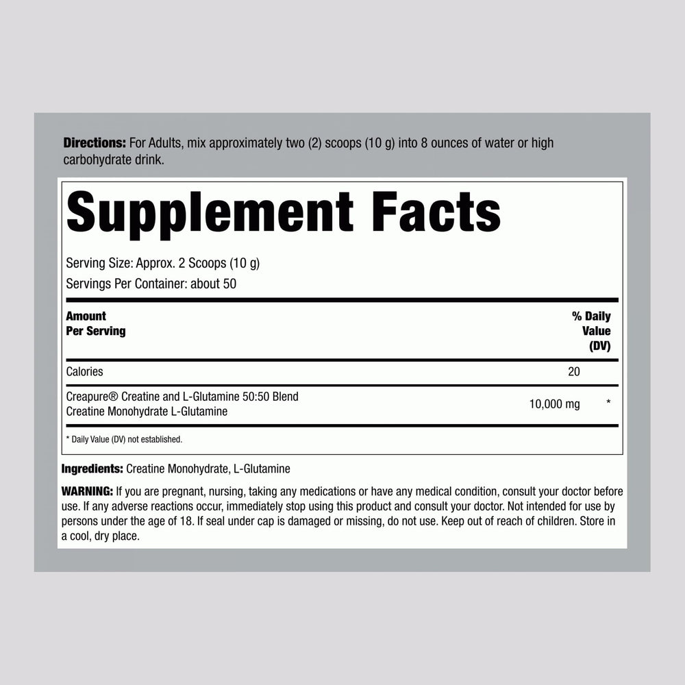 Fitness Labs Creatine and L-Glutamine powder jar with label