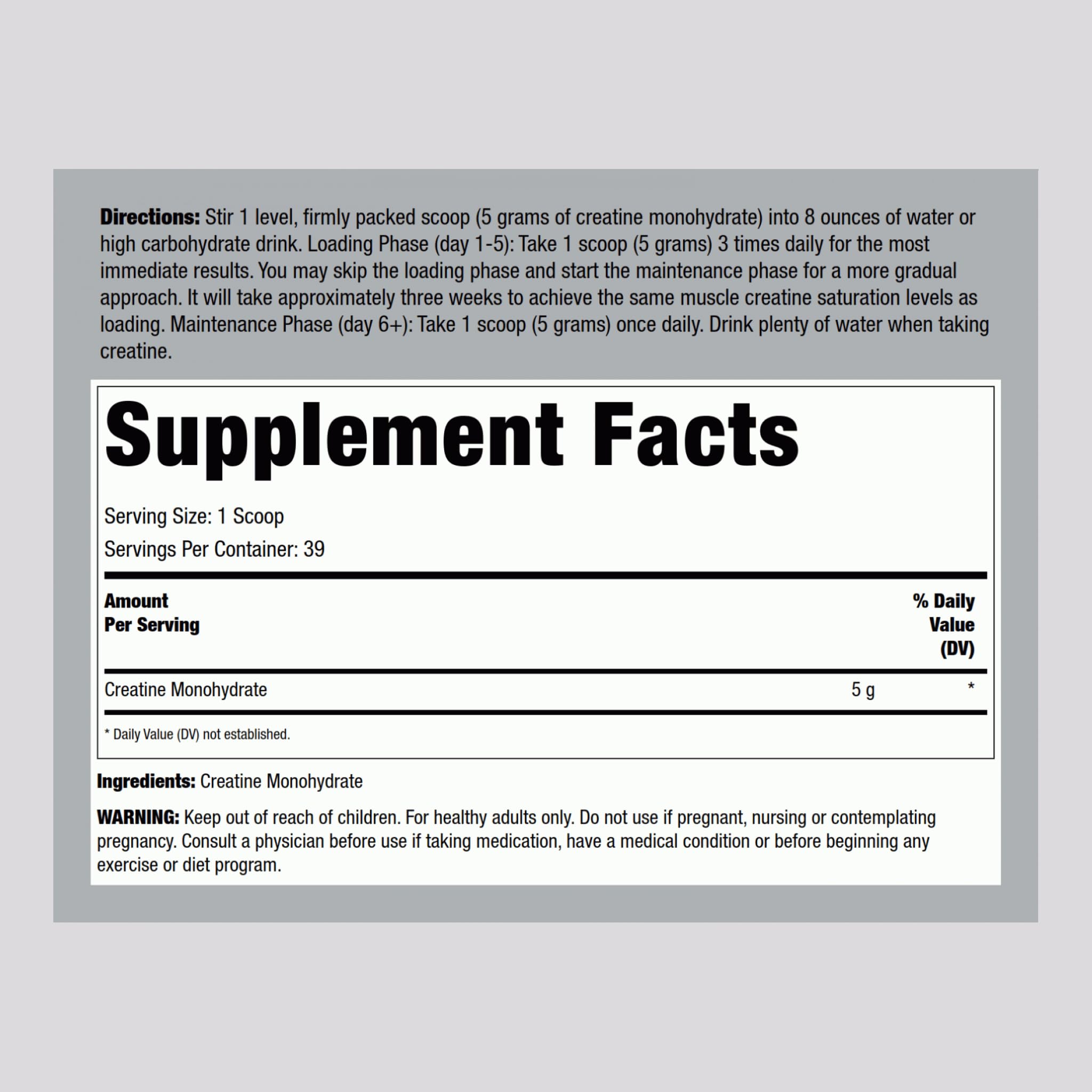 Back view of Fitness Labs Creatine Powder Pack 2 7.05 oz