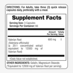 Valerian Root Capsules displayed in bottle