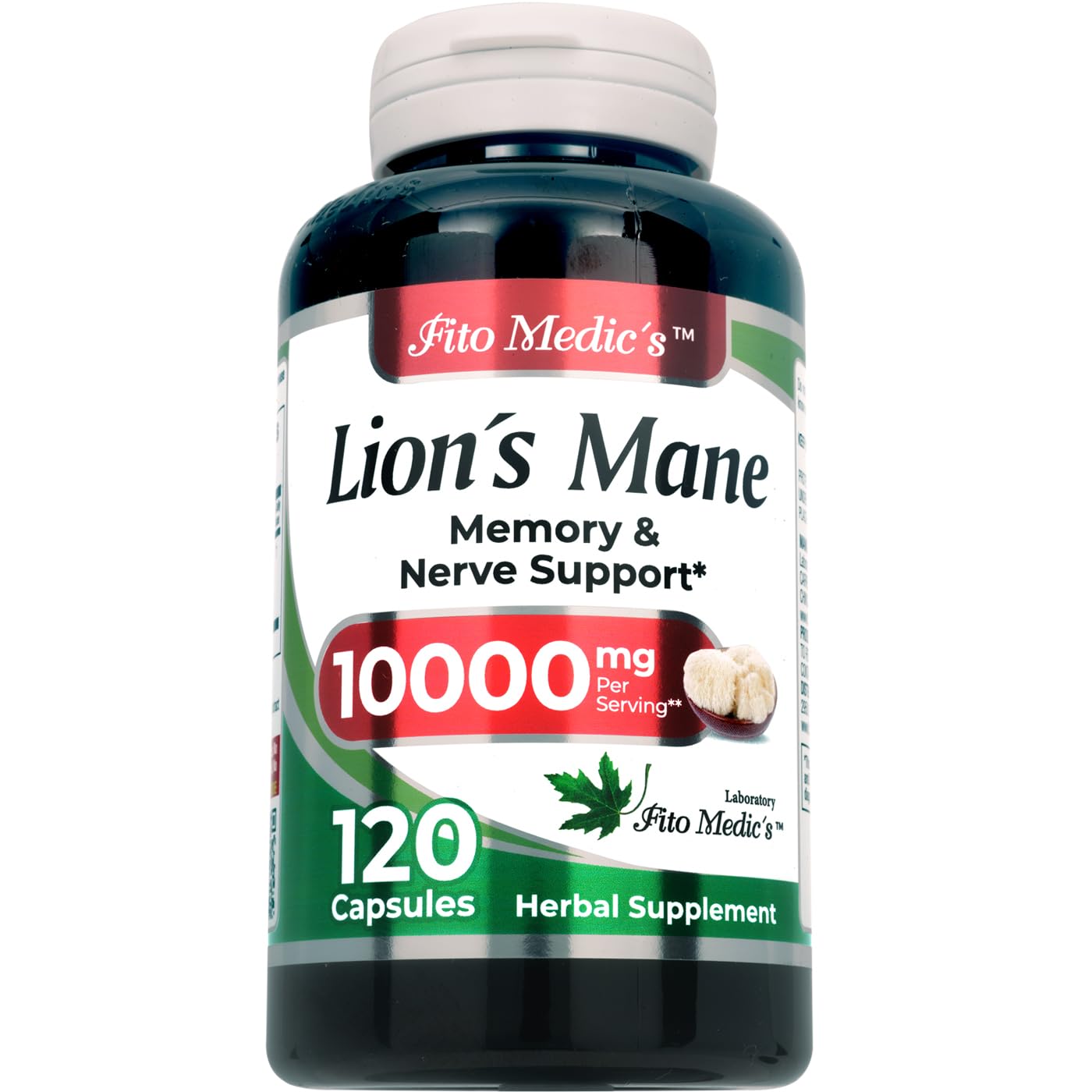 FITO MEDIC'S Lab Lions Mane supplement bottle with 120 capsules
