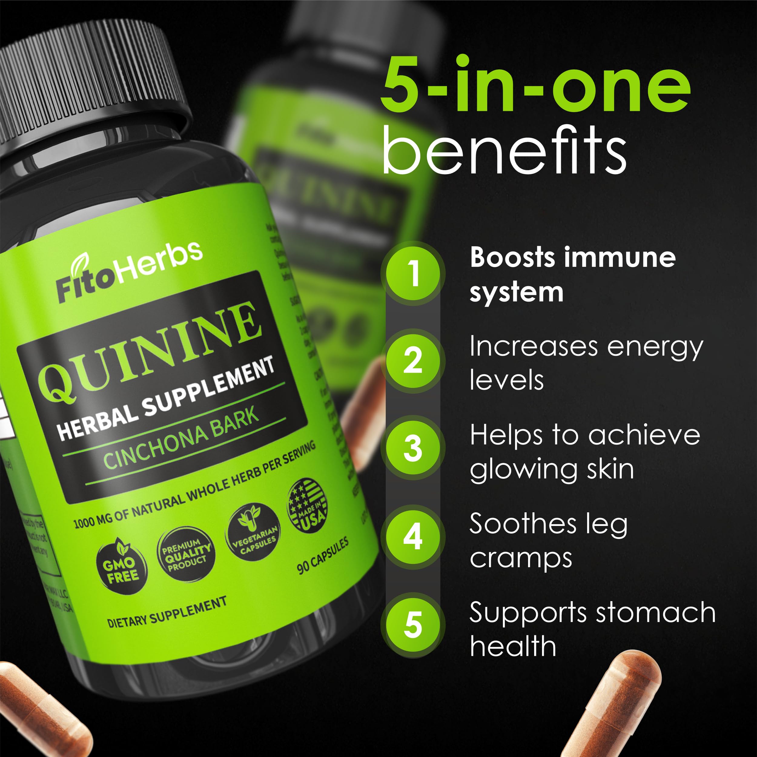 Ingredients highlight Cinchona bark and quinine