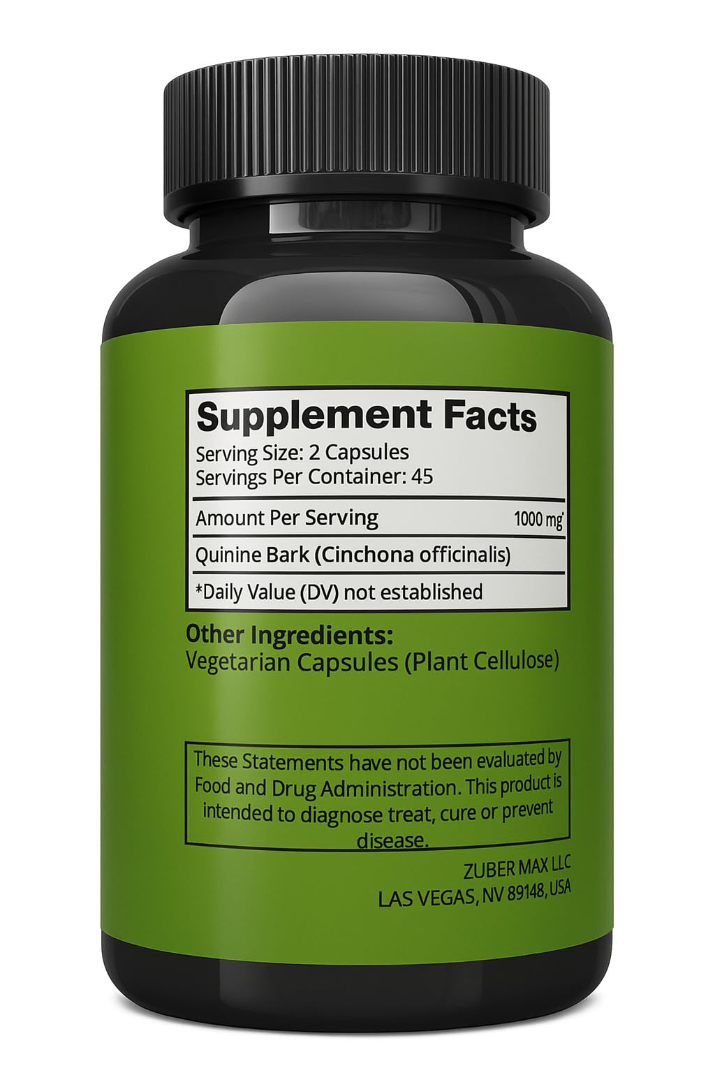 Cinchona bark quinine label on product
