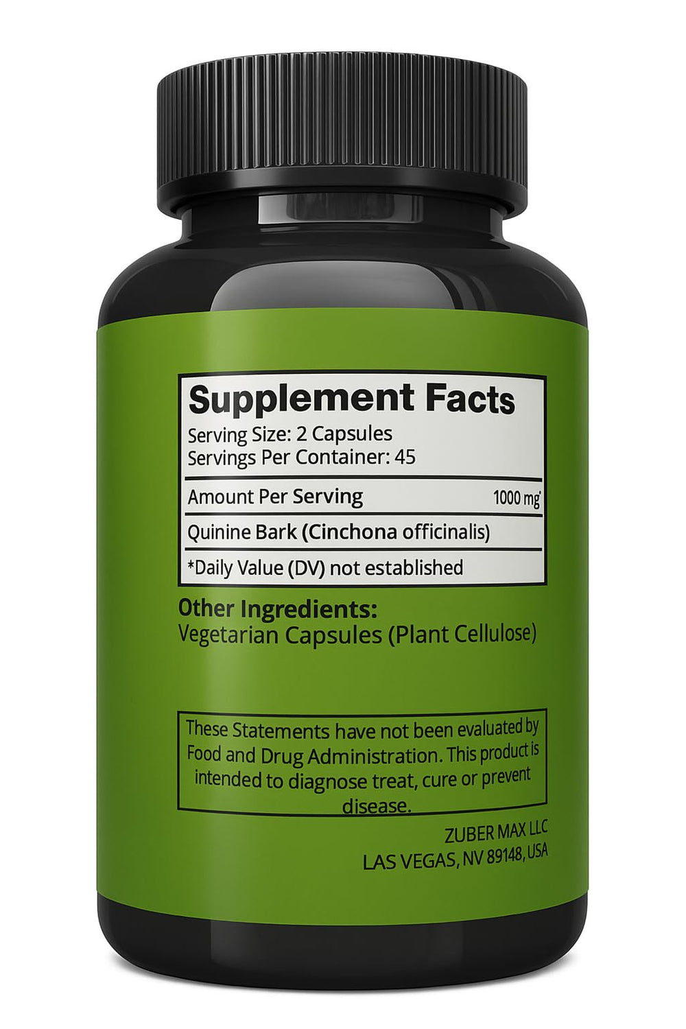Cinchona bark quinine label on product