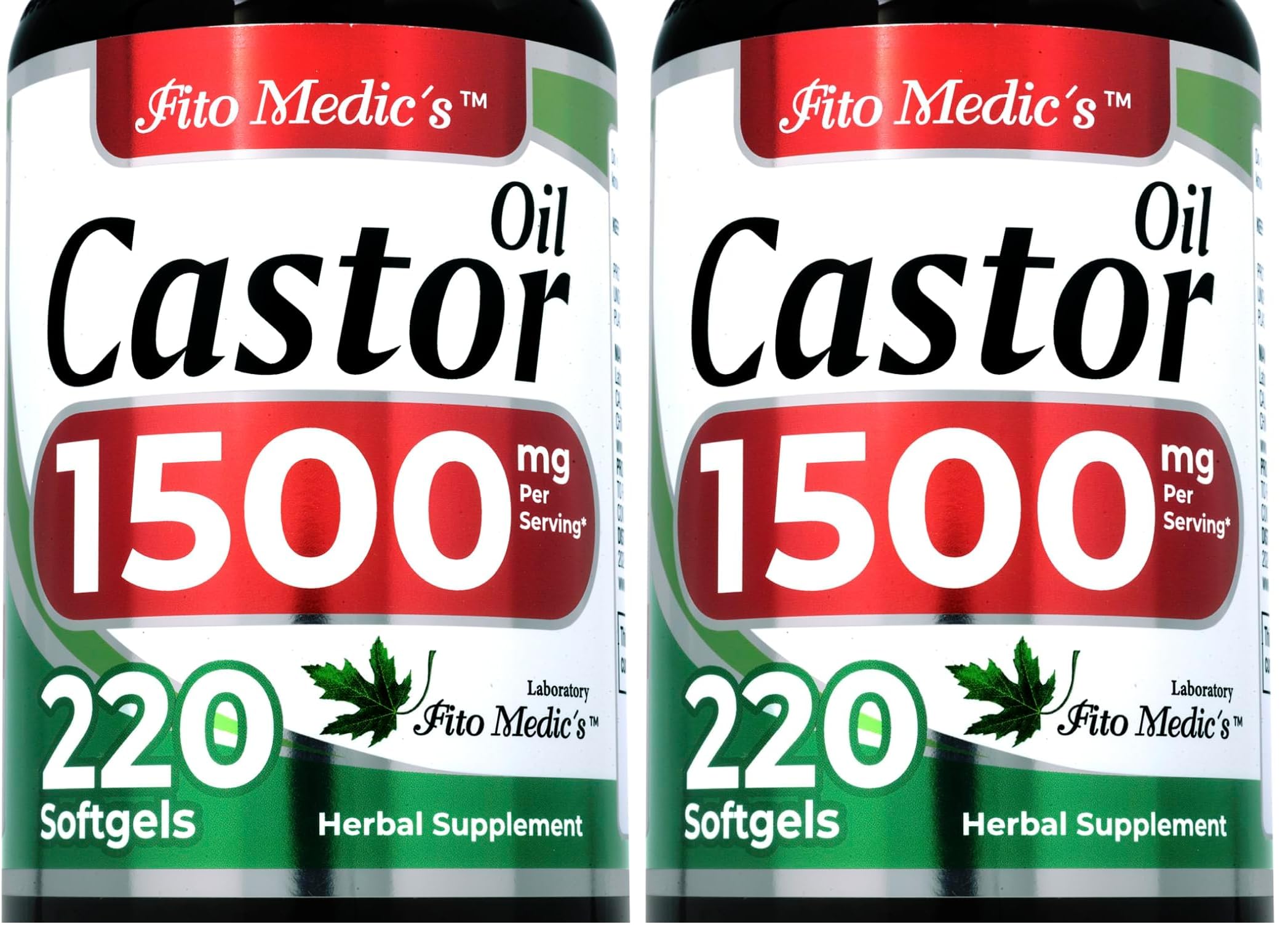 Bottle of FITO MEDIC'S Lab Castor Oil Pills with label