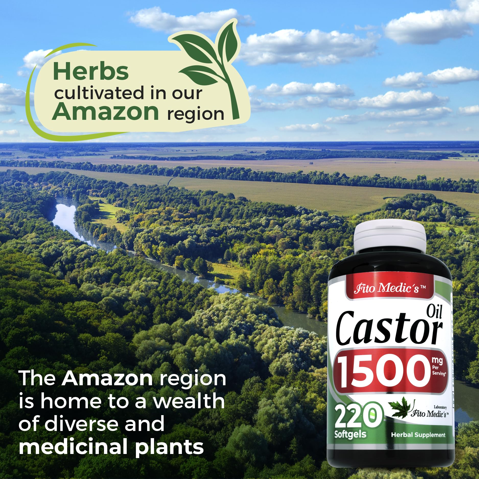 Packaging for Castor Oil Softgels pack 2 by FITO MEDIC'S Lab