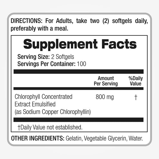 Chlorophyll Softgels 800 mg – Serving Close-Up