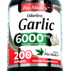 Front view of FITO MEDIC'S Lab Garlic Supplements bottle with 200 softgels