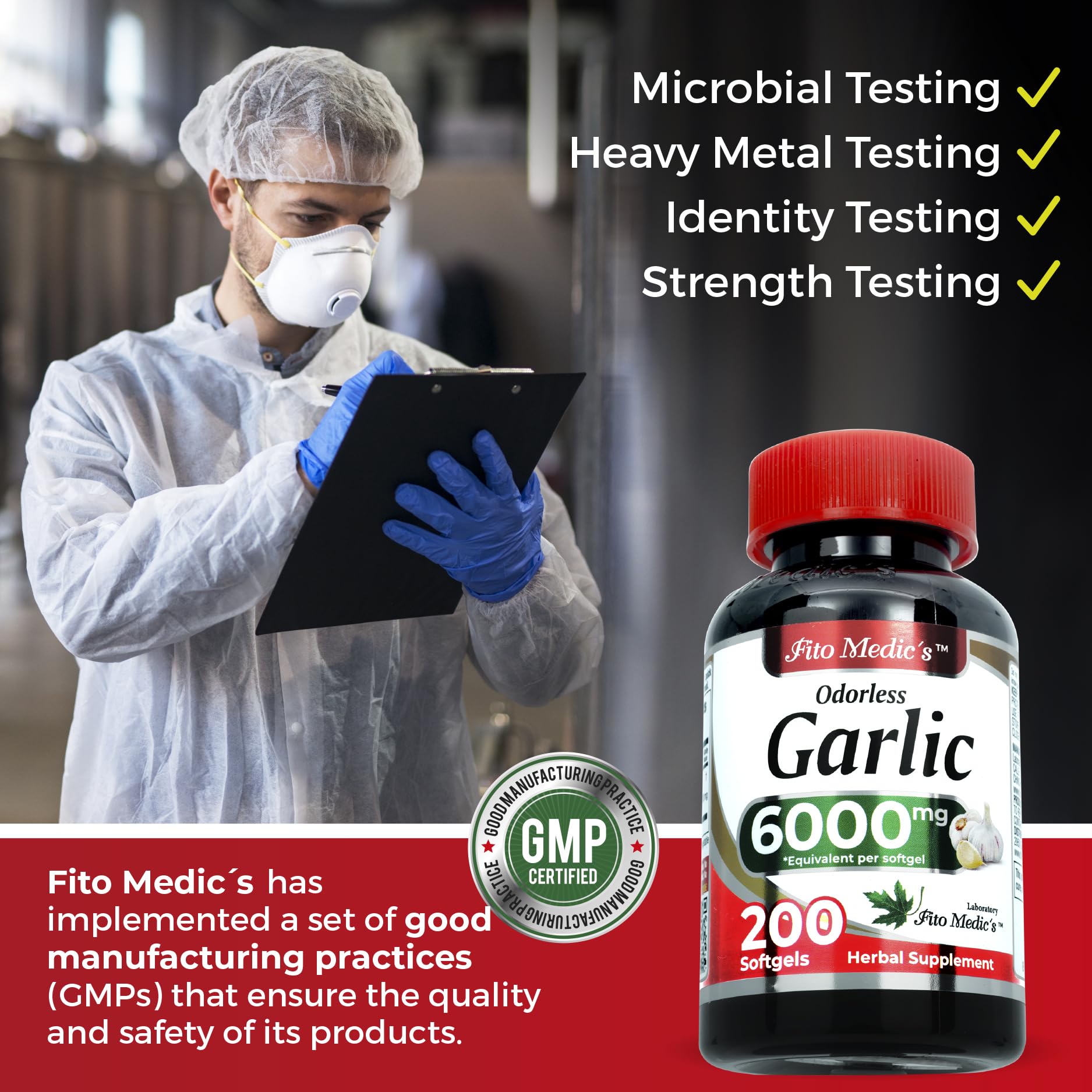 Lifestyle image of a person taking a garlic supplement