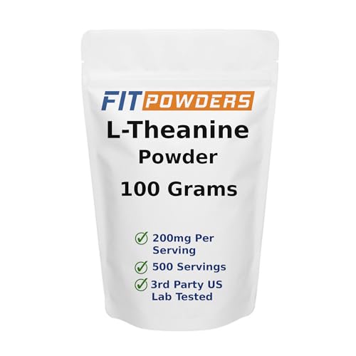 Front view of FitPowders L-Theanine Powder 100g bottle