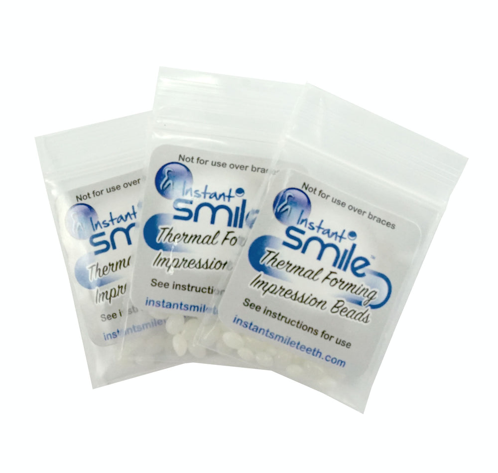 Fitting beads 3-pack for Billy Bob Teeth and Instant Smile molds; heat-softening in hot water