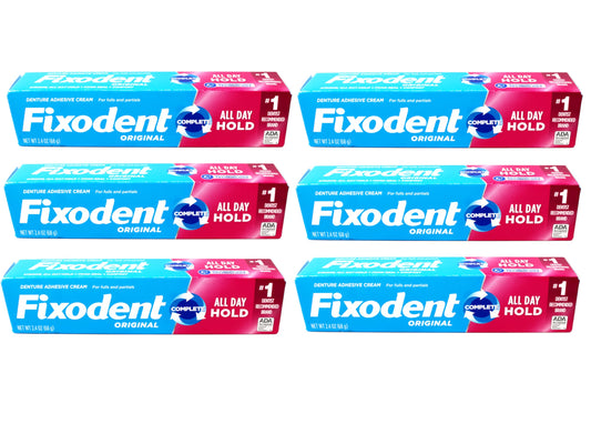 Fixodent Original 2.4 oz denture adhesive cream tube - front view
