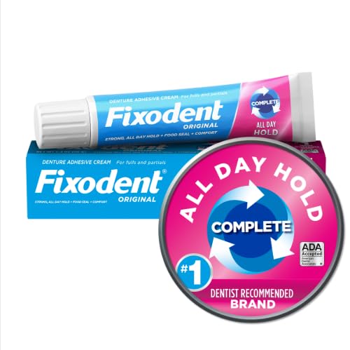 Close-up of Fixodent soothing mint formula texture