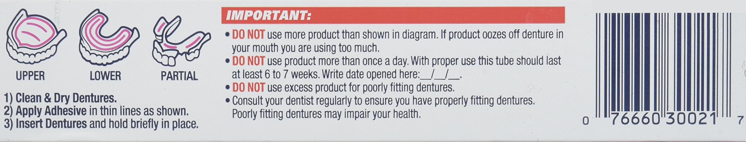 Fixodent Control Adhesive Size 2z - packaging back/view
