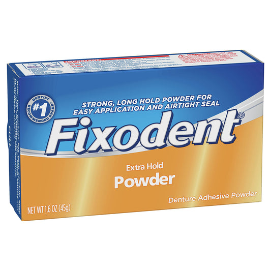Fixodent Extra Hold Denture Adhesive Powder 1.6 oz bottle