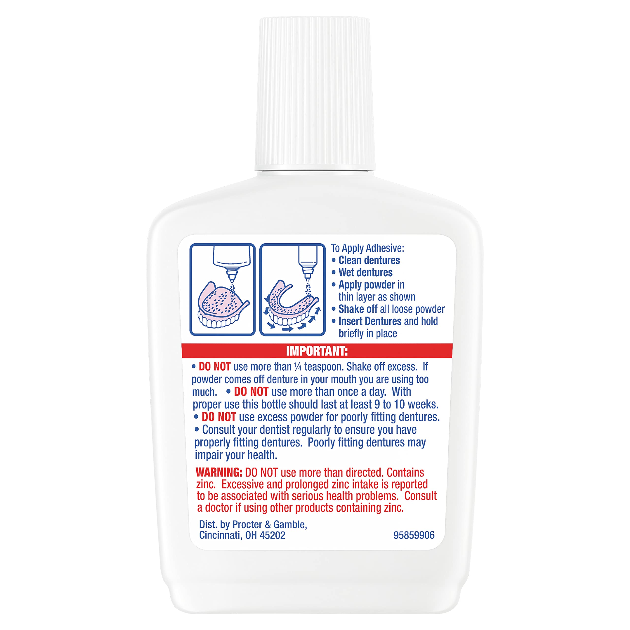 Denture adhesives and care products by Fixodent