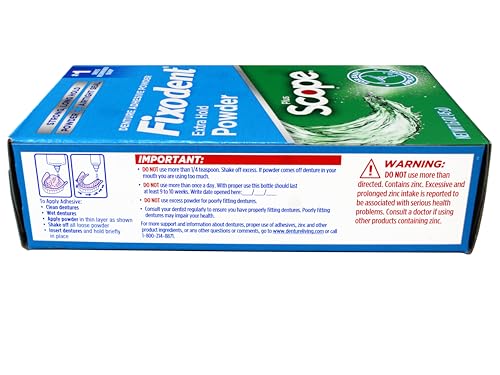1.6 oz Fixodent Scope container beside the Pack of 3